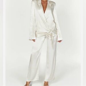 Meshki Ivory Satin Pants